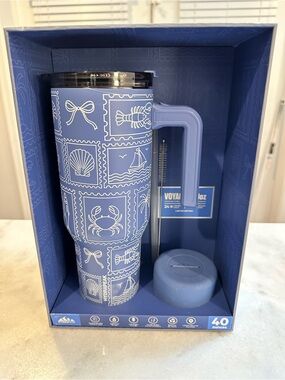 Hydrapeak 40oz Blue Costal Theme Limited Edition Voyager Stainless Steel Tumbler